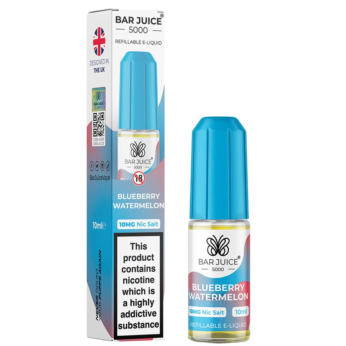 Blueberry Watermelon 10ml Nic Salt E-liquid By Bar Juice 5000