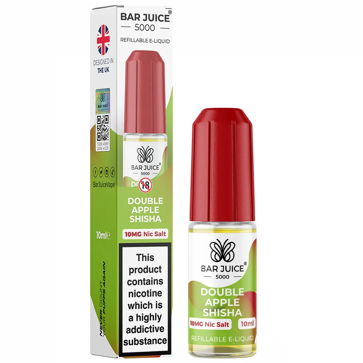 Double Apple Shisha 10ml Nic Salt E-liquid By Bar Juice 5000