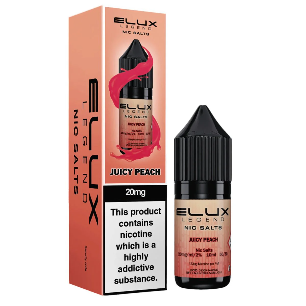 Juicy Peach 10ml Nic Salt E-liquid By Elux Legend