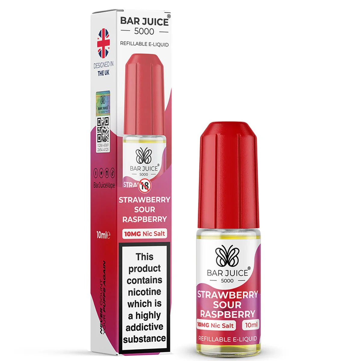Strawberry Sour Raspberry 10ml Nic Salt E-liquid By Bar Juice 5000