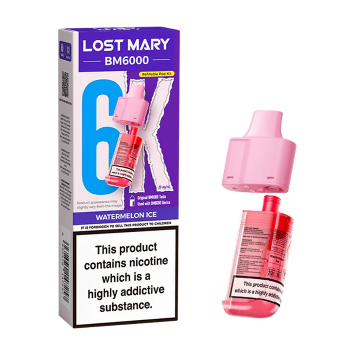 Watermelon Ice BM6000 Prefilled Pod by Lost Mary - Image 2